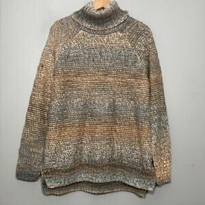 Prana Sweater Size S Chunky Ombre Autumn Rein Wool Blend Boho Turtleneck Tunic